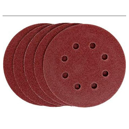 Disco de Lixa com Velcro 125 mm. Grão 080 - 8 Furos Pacote 50 peças Melfi