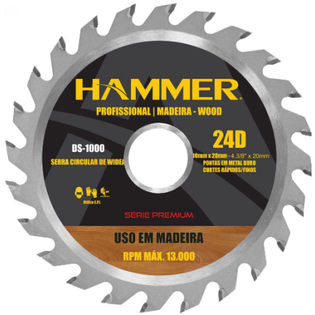 Disco de Serra Circular 4.3/8" - 24 dentes DS-1000 Hammer