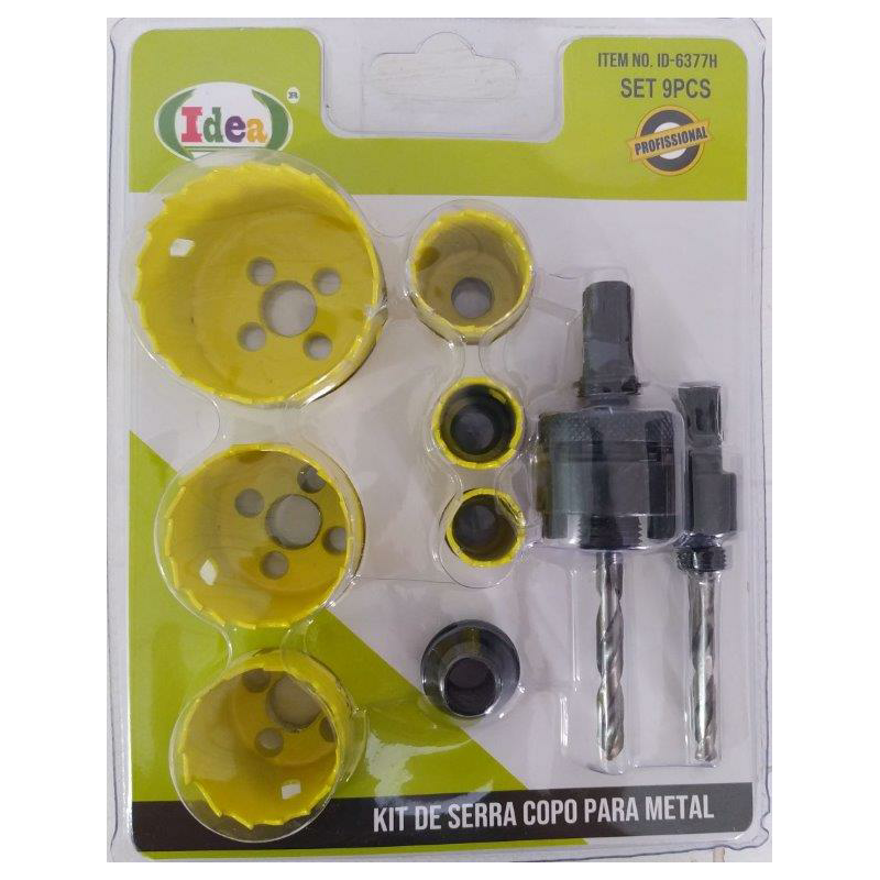 Serra Copo para Metal 19/22/29/38/44/57 mm. Jogo 09 pcs ID-6377H Idea