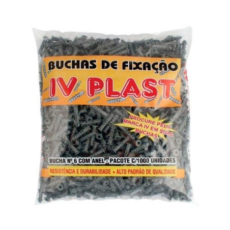 Bucha Plastica com Anel N° 08 Pacote 1000 pcs. IV Plast