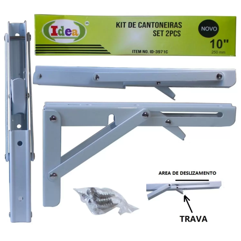 Cantoneira Dobrável 25 cm. Kit 2 peças ID-3971C Idea