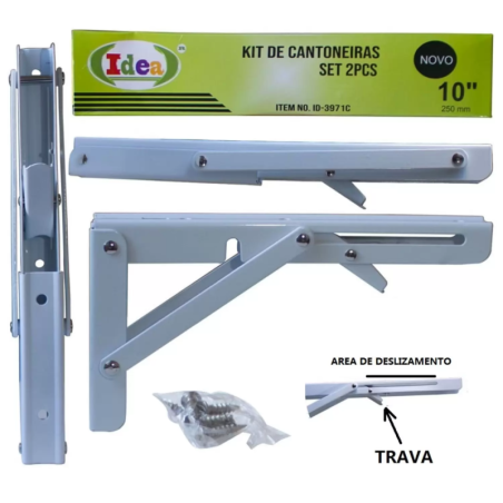 Cantoneira Dobrável 25 cm. Kit 2 peças ID-3971C Idea