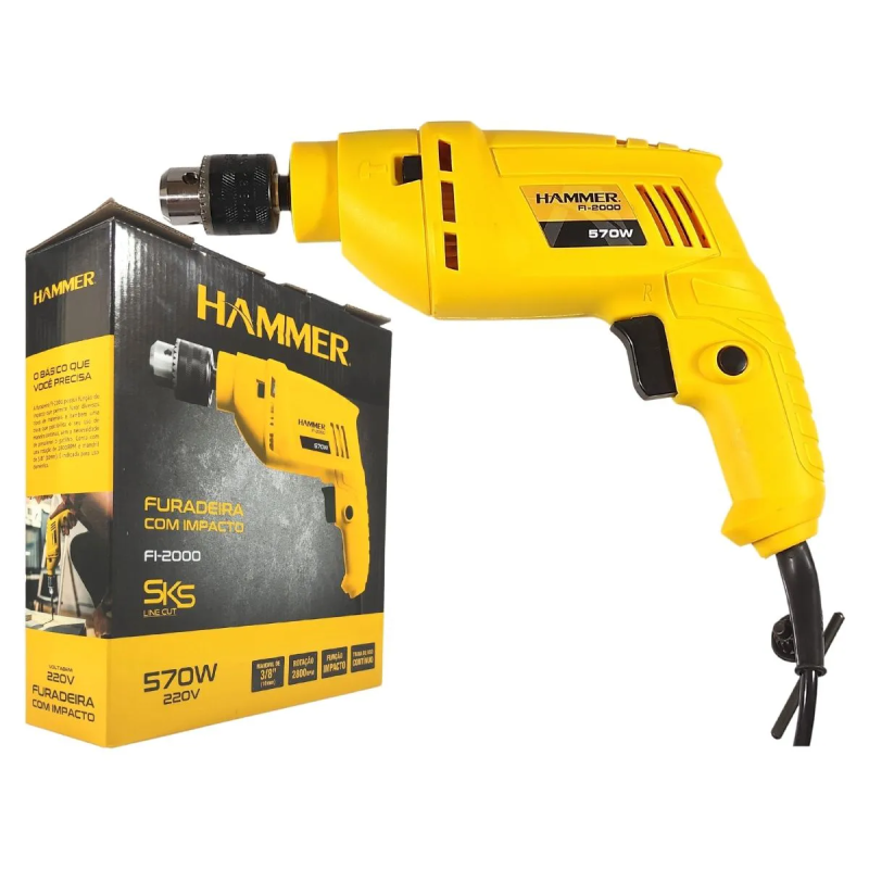 Furadeira de Impacto 10 mm. - 3/8" 570W 220V FI2000 Hammer