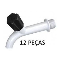 Torneira Plastica para Tanque 3/4" x 1/2" Pacote 12 pecas Grap