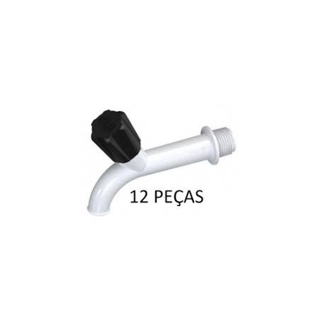 Torneira Plastica para Tanque 3/4" x 1/2" Pacote 12 pecas Grap