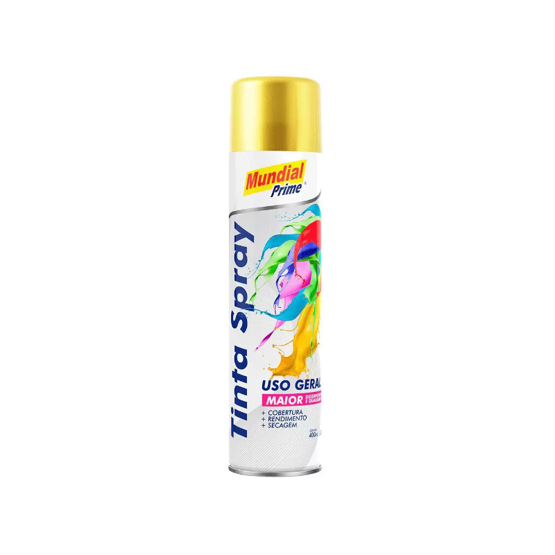 Tinta Spray 400ml. Metalica Dourado Mundial Prime