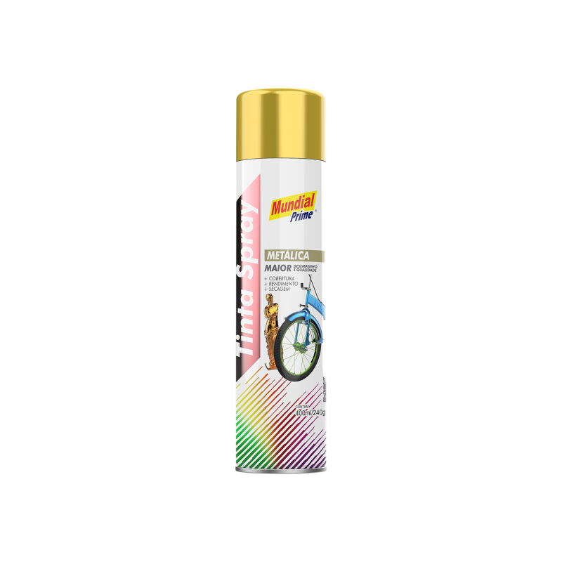 Tinta Spray 400ml. Metalica Ouro Mundial Prime