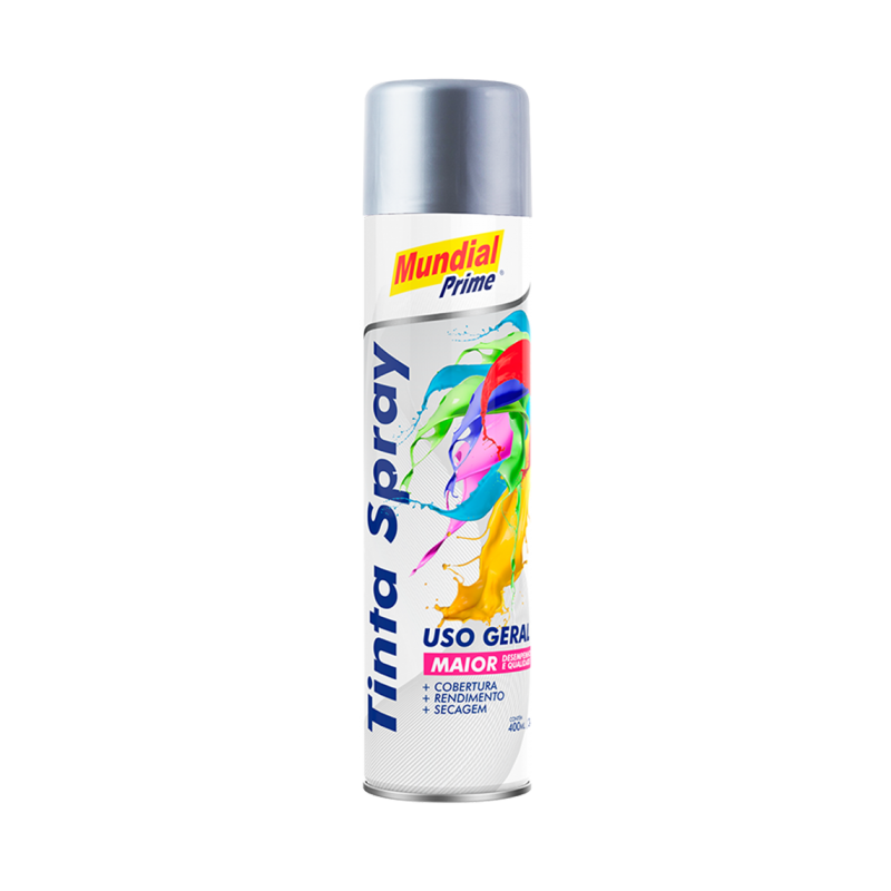 Tinta Spray 400ml. Metalica Prata Mundial Prime