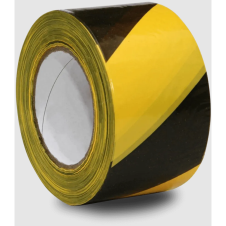 Fita Zebrada Preta/Amarela 70 mm. x 200 m. Seal Tape