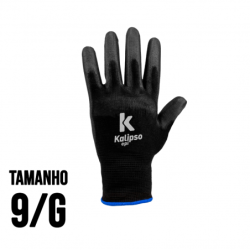 Luva de Nylon Banho PU Preta Tam. 09/G Kalipso