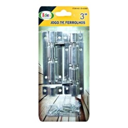 Ferrolho 3" 2 unidades + 12 parafusos ID-4369F Idea