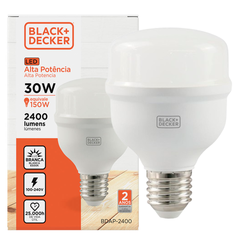 Lampada Alta Potência ECO 30W 6500K Bivolt Black+Decker