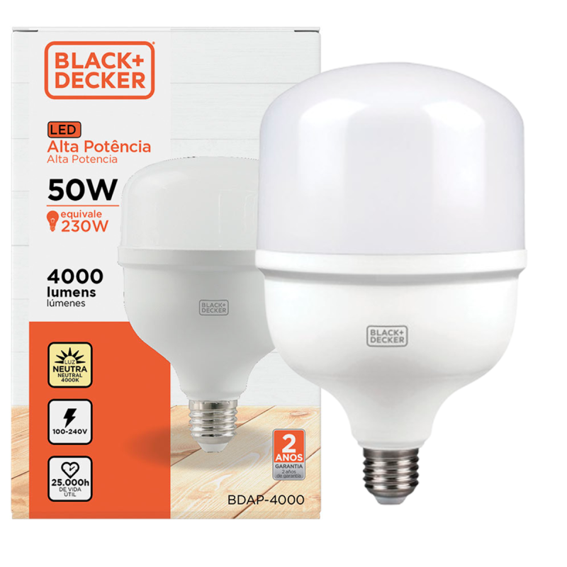 Lampada Alta Potência ECO 50W 6500K Bivolt Black+Decker