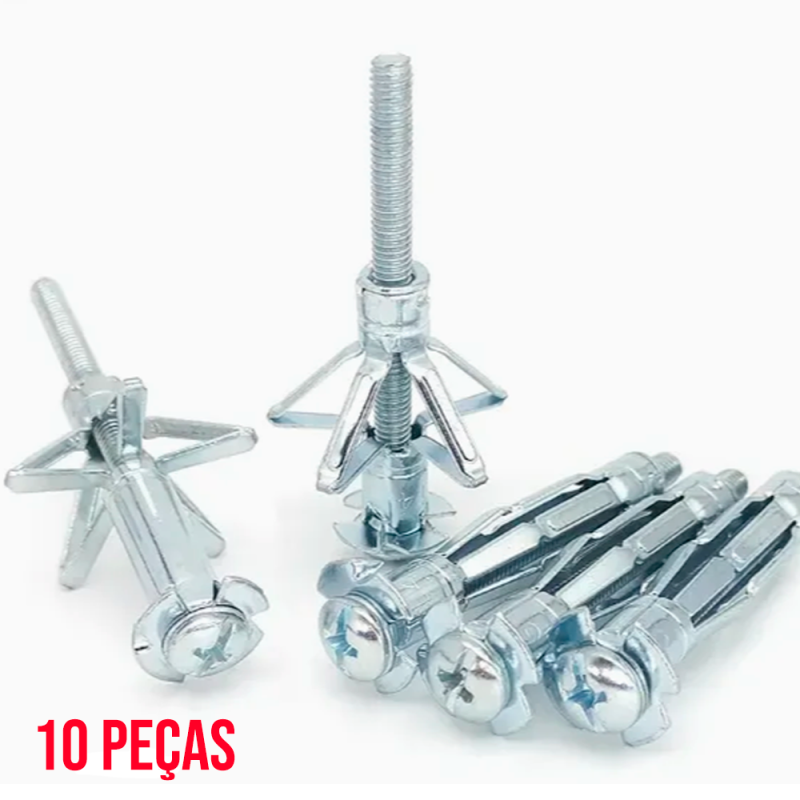 Parafuso de Fixação Phillips Paredes Ocas Expansão em Metal 6 mm. x 8 cm. Kit 10 pçs. F-543 Saint Plus