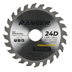 Disco de Corte Serra Circular Widea 4.3/8" x 20 mm 24 dentes Ranger