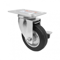 Rodízio Giratório com Freio 412 Roda de Borracha 4" A09742G Ajax