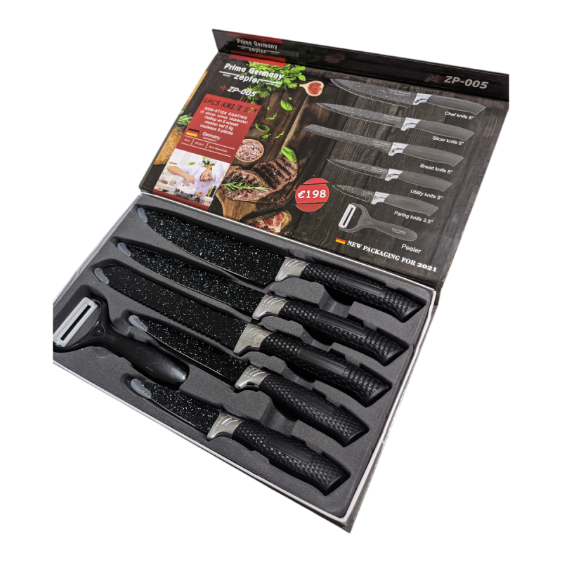 Kit Cozinha 5 Facas (3 x 8" - 5" - 3,5") + 1 Descascador Caixa AKT3-16 Akita