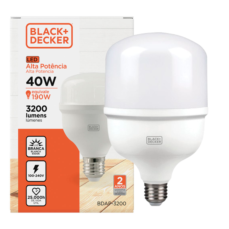 Lampada Alta Potência ECO 40W 6500K Bivolt Black+Decker