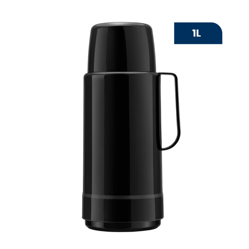 Garrafa Térmica GLT Rolha 1 litro Preta Invicta