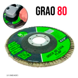 Disco Flap 4.1/2" - 115 mm. x 22 mm. Óxido Aluminio Grão 080 Pacote 10 peças HM-183