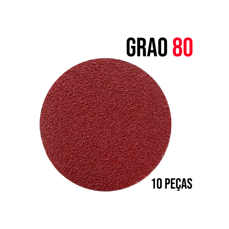Disco de Lixa com Velcro 125 mm. sem furos Grão 080 Pacote 10 peças Golfield