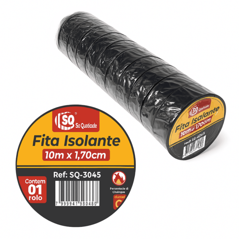 Fita Isolante 1,7 cm. x 10 m. Pacote 10 peças SQ3245