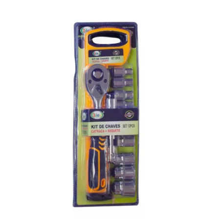 Soquete c/Catraca Sextavado Jogo 12 peças ID-6768K Idea