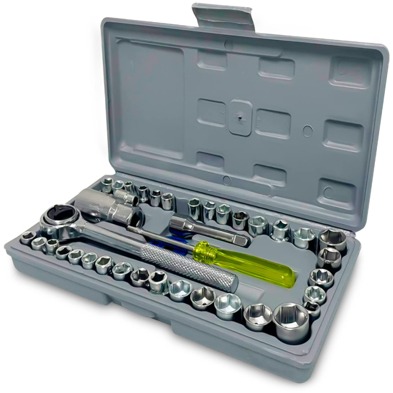 Soquete c/Catraca Sextavado Jogo 40 peças + Maleta ID-9286KT Idea