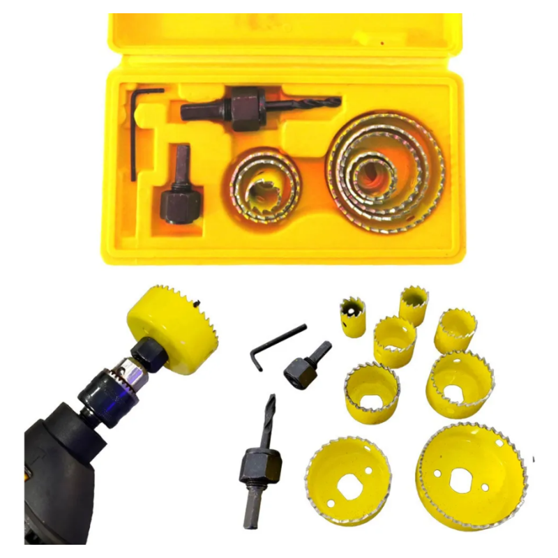 Serra Copo para Madeira 19/22/28/32/38/44/51/64 mm. Jogo 11 pcs. com Maleta ID-5479B Idea