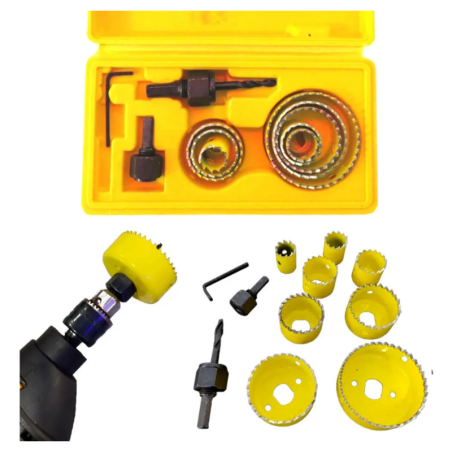 Serra Copo para Madeira 19/22/28/32/38/44/51/64 mm. Jogo 11 pcs. com Maleta ID-5479B Idea