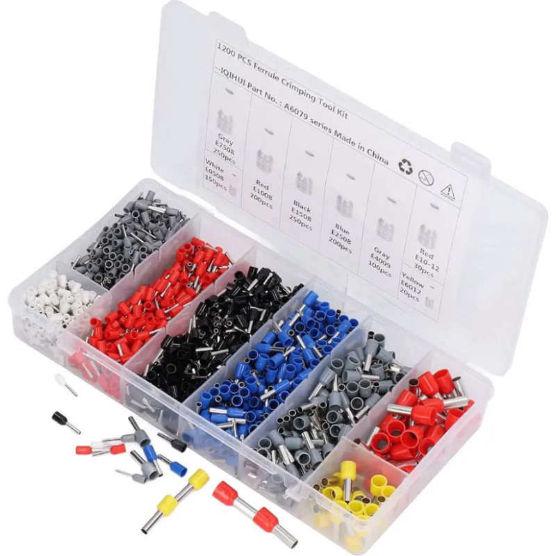 Terminais Elétricos Ilhós Tubular 0,5 mm. até 10 mm. Kit 1200 peças F-560 Saint Plus