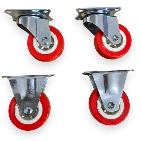 Rodas 2 Giratórias e 2 Fixas 2" - 5 cm. em PU Macio F-455 Saint Plus