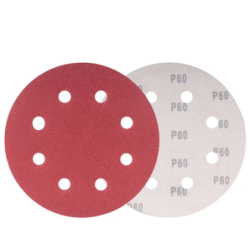 Disco de Lixa com Velcro 125 mm. 8 furos Grão 060 Pacote 10 peças Golfield