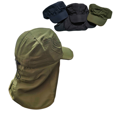 Boné Liso TacTel com Protetor de Nuca e Regulador Elástico Preto/Verde/Azul Pacote 6 peças ID5149C Idea