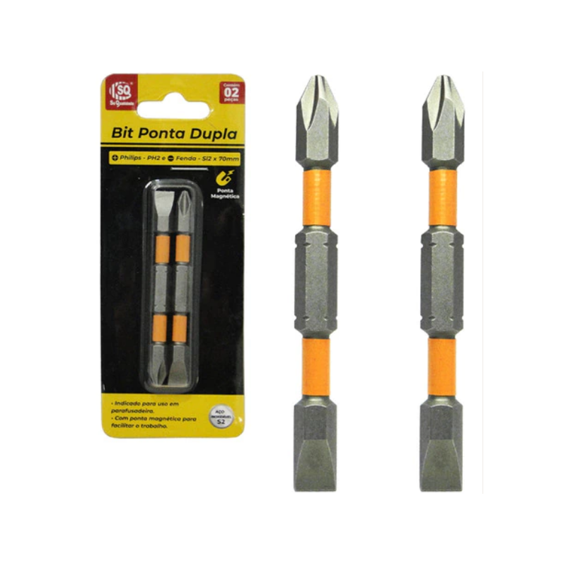 Bits Pontas Duplas Magnéticas 70 mm. 2 peças Philips e Fenda SQ-4314