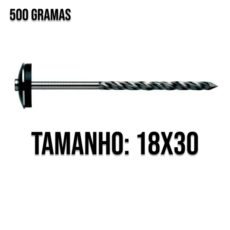 Prego Telheiro Galvanizado 18 x 30 - 2.3/4" x 10 Pacote 500 g. WS