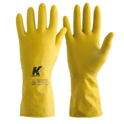 Luva Látex Amarela Multiuso Forrada Tamanho 08/M Kalipso