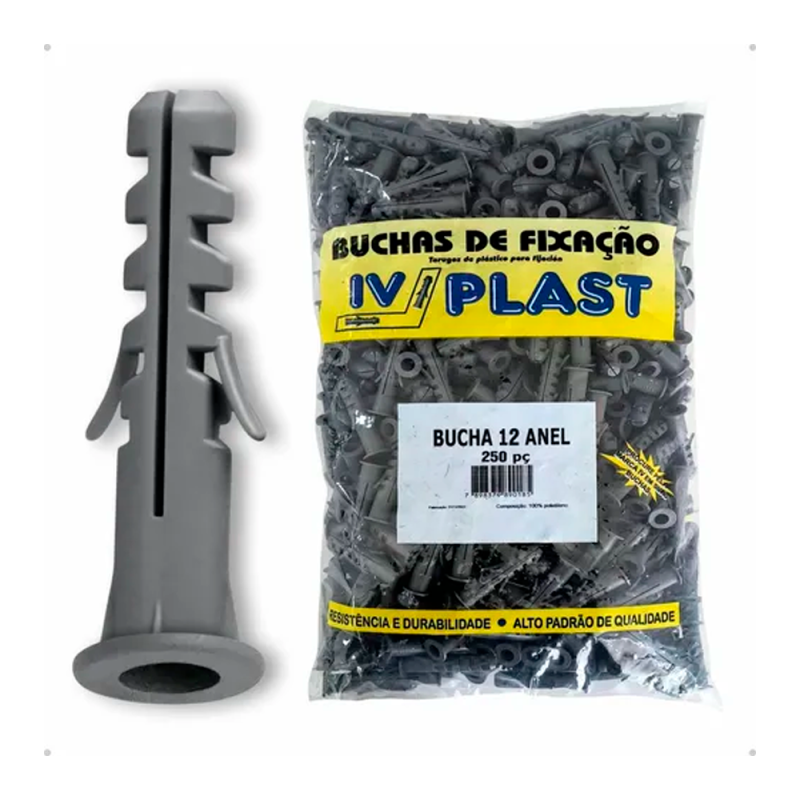 Bucha Plastica com Anel N° 12 Pacote 250 pcs. IV Plast