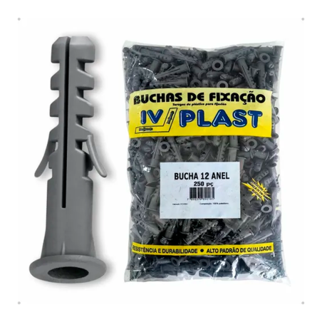Bucha Plastica com Anel N° 12 Pacote 250 pcs. IV Plast