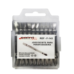 Bits para Parafusadeira Fenda/Philips 6.5 cm. Caixa 10 peças A-23 Saint Plus