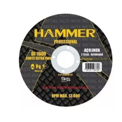 Disco de Corte 4,5" x 1/24" x 7/8" Inox  Pacote 10 peças Hammer