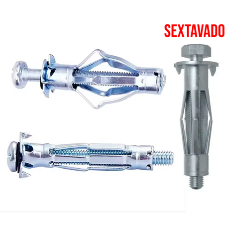 Parafuso de Fixação Sextavado Paredes Ocas Expansão em Metal 6 mm. x 8 cm. Kit 10 pçs. F-543A Saint Plus