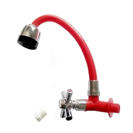 Torneira 5057CM p/Pia Bica Movel Gourmet ABS Vermelha/Cromado Hidropal