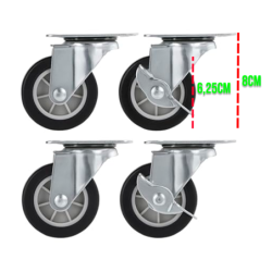 Rodas Giratórias 2 com freio e 2 sem freio - 6,25 cm. - 2.5" - em PU Macio ID-2585R Idea