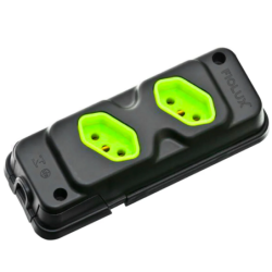 Tomada em Barra Robusta 2 Tomadas 2P + T Preto/Verde Fiolux