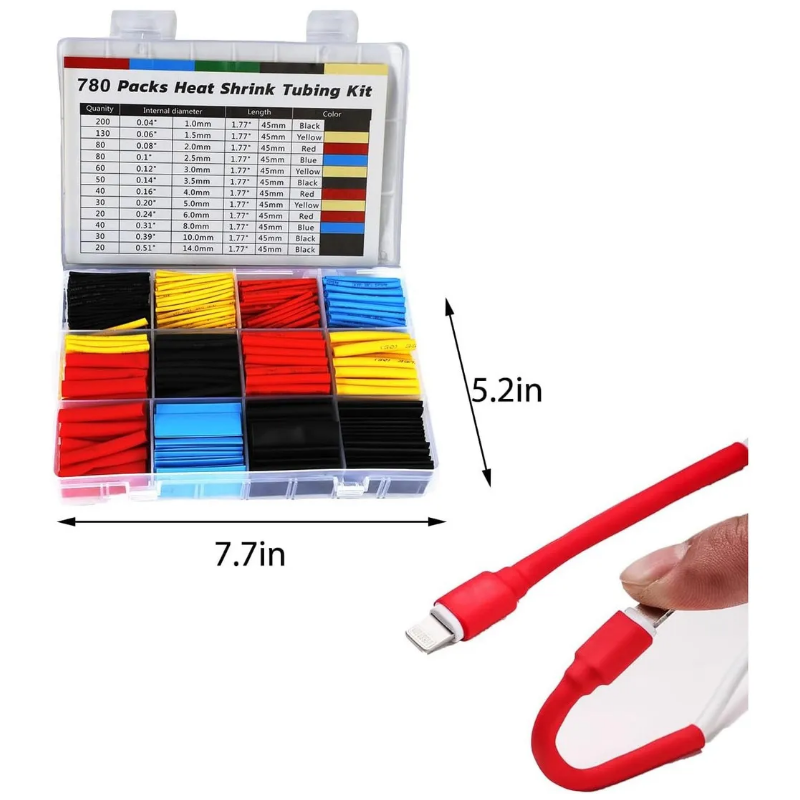 Kit Tubo Termo Retrátil Colorido 780 peças F-685 Saint Plus