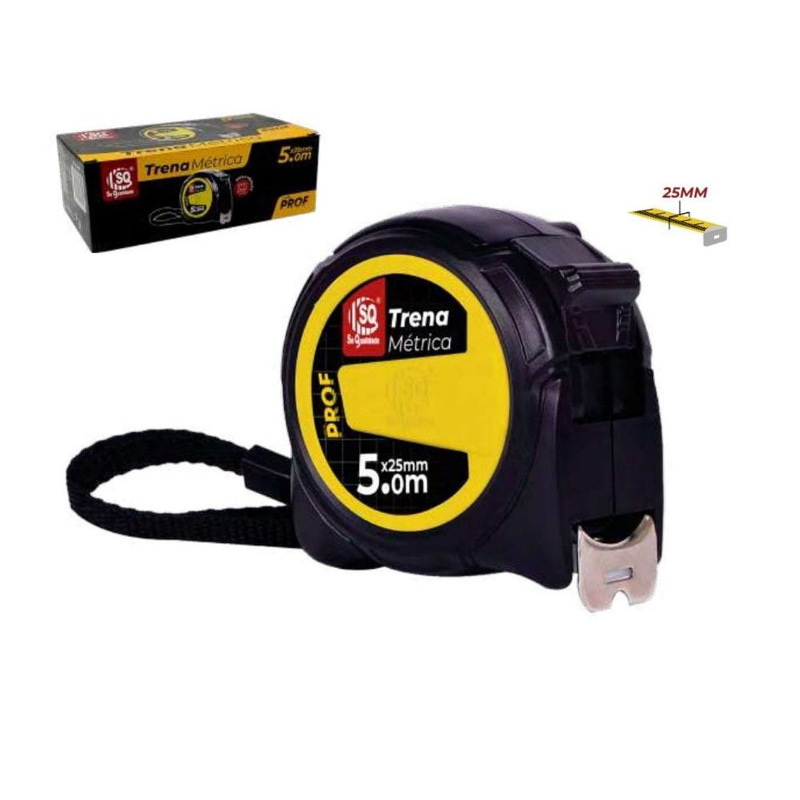 Trena Estojo Preto Centimetro e Polegada 25 mm. x 05 m. SQ4396