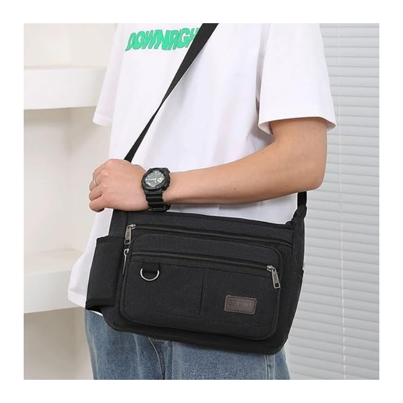 Bolsa Tira Colo em Lona 30 x 20 x 10 cm. Preta