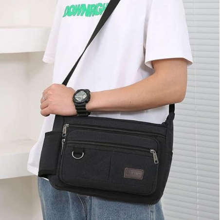 Bolsa Tira Colo em Lona 30 x 20 x 10 cm. Preta