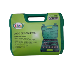 Soquete c/Catraca Sextavado Jogo 21 peças ID-2888K Idea